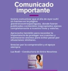 Luz Rodi denunció hackeo de las cuentas de su programa