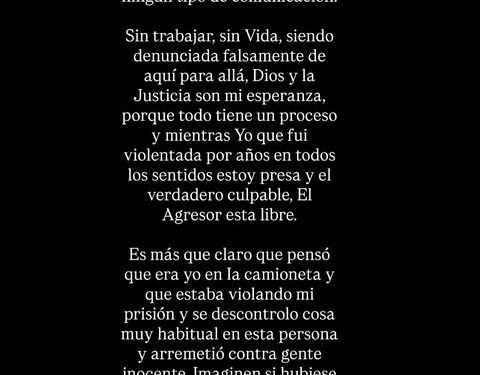 Graciela Núñez luego de ver el choque de su ex: “Temo por mi vida”