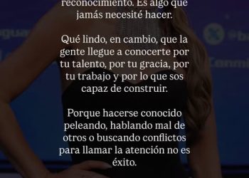 Jessica Torres: “hacerse conocido peleando o buscando conflictos para llamar la atención no es éxito”