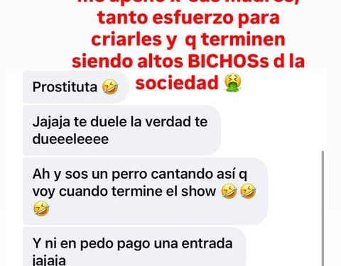 (VIDEO) ¡Cantante fue tratada de “pros7i7u7a” y ella salió a responder con todo!